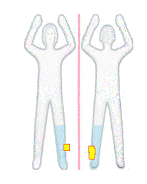 Stick figure of an individual shown by active millimetre wave technology which will be used in Australia.